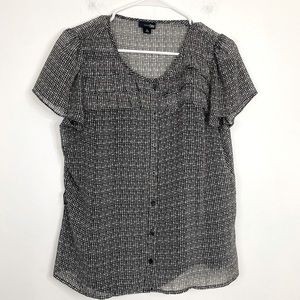 4/25$ EAST 5th Grey Polka Dot Print Sheer Short Sleeve Button Down Blouse